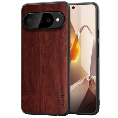 Case for Google Pixel 9 Pro XL 5G funda Bamboo Wood Pattern PU Leather Back Cover for Google 9 proxl case (Blue, Pixel 9 Pro XL)