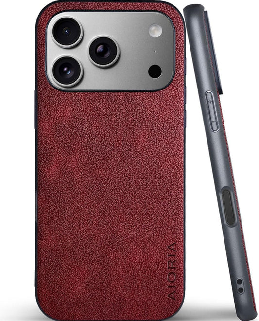 AIORIA for iPhone 18 Pro Max Case Premium Leather Cover Retro Design Full Protective Case (Red, for iPhone 18 Pro Max)