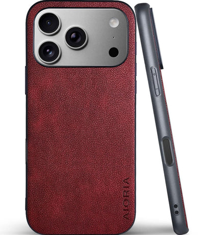 AIORIA for iPhone 18 Pro Max Case Premium Leather Cover Retro Design Full Protective Case (Red, for iPhone 18 Pro Max)