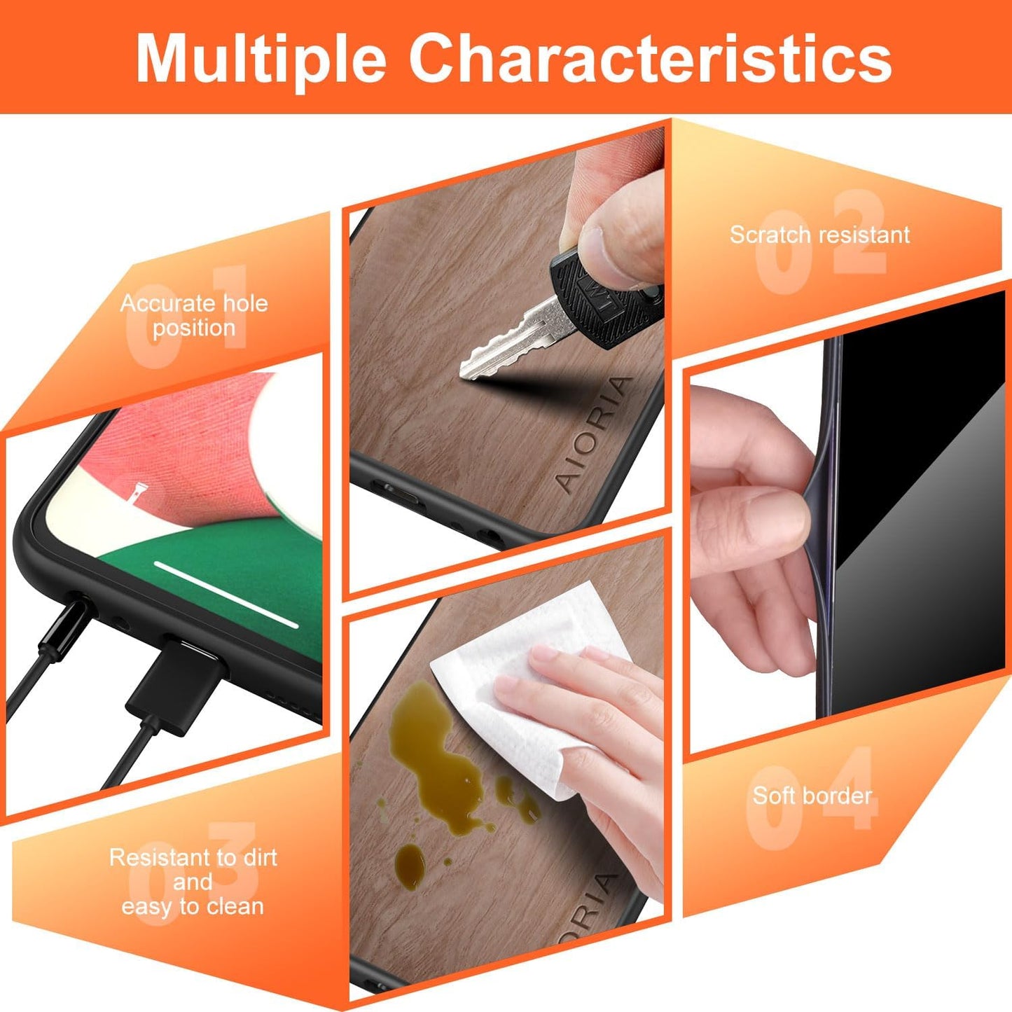 Case for iPhone 17 Pro 5G funda Bamboo Wood Pattern PU Leather Back Cover for iphone17 pro case (White, iPhone 17 Pro)