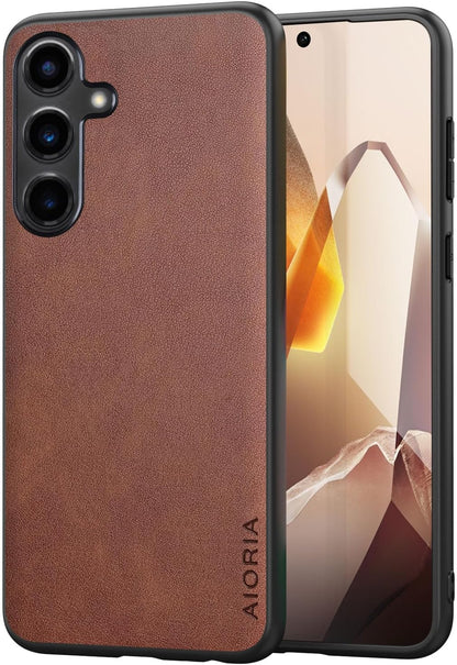 for Samsung Galaxy S25 Plus Case Simple Classic Design Durable Premium PU Leather Phone Case (Brown, for Samsung Galaxy S25 Plus)