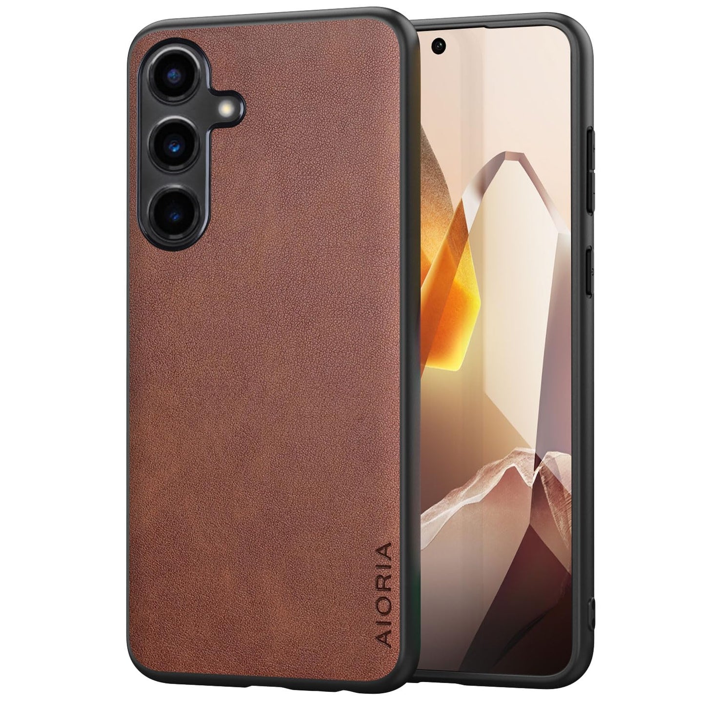 for Samsung Galaxy S25 Plus Case Simple Classic Design Durable Premium PU Leather Phone Case (Brown, for Samsung Galaxy S25 Plus)