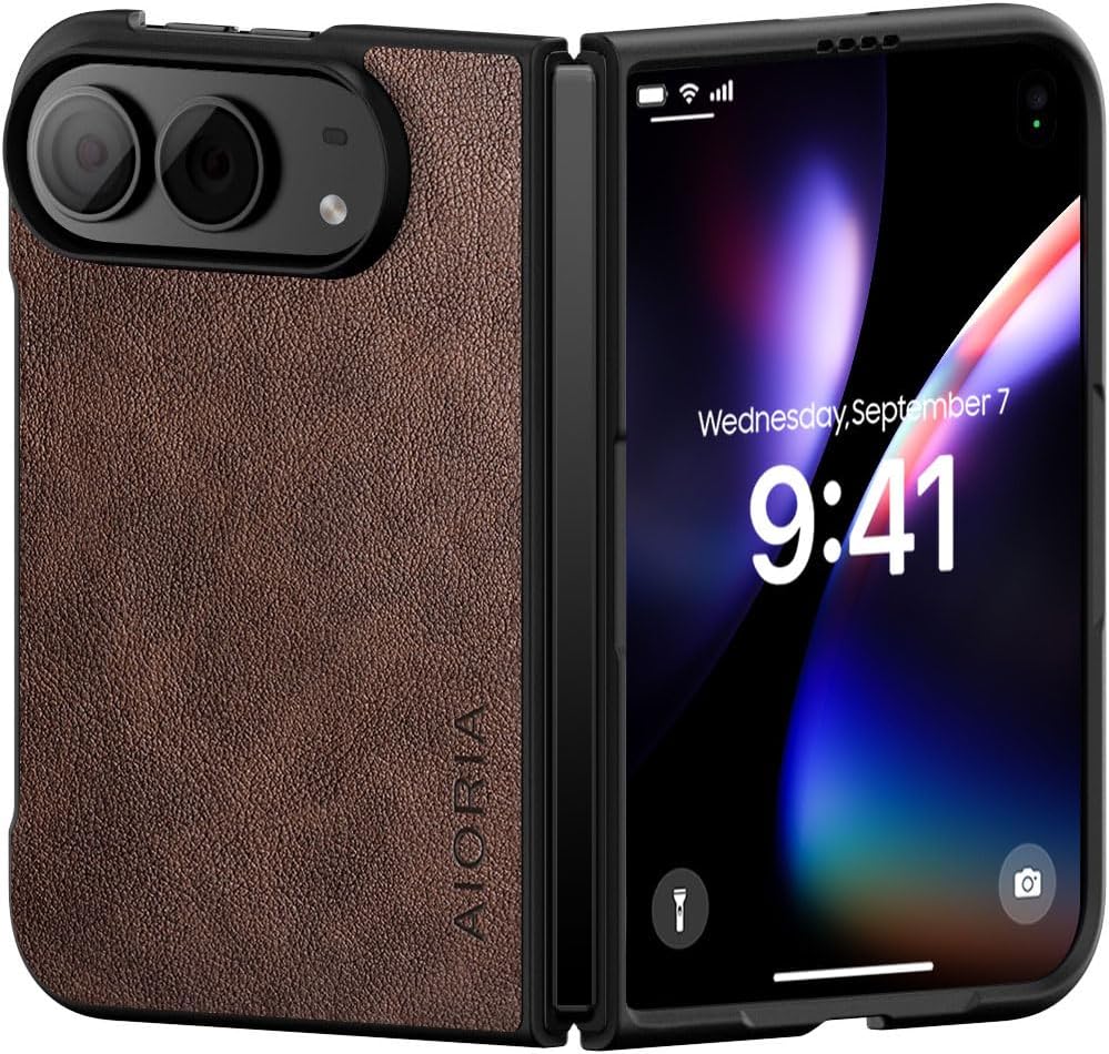 AIORIA for iPhone Duo Case Premium Leather Cover Retro Design Full Protective Case (Black, for iPhone Duo)