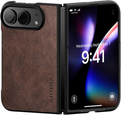 AIORIA for iPhone Duo Case Premium Leather Cover Retro Design Full Protective Case (Black, for iPhone Duo)