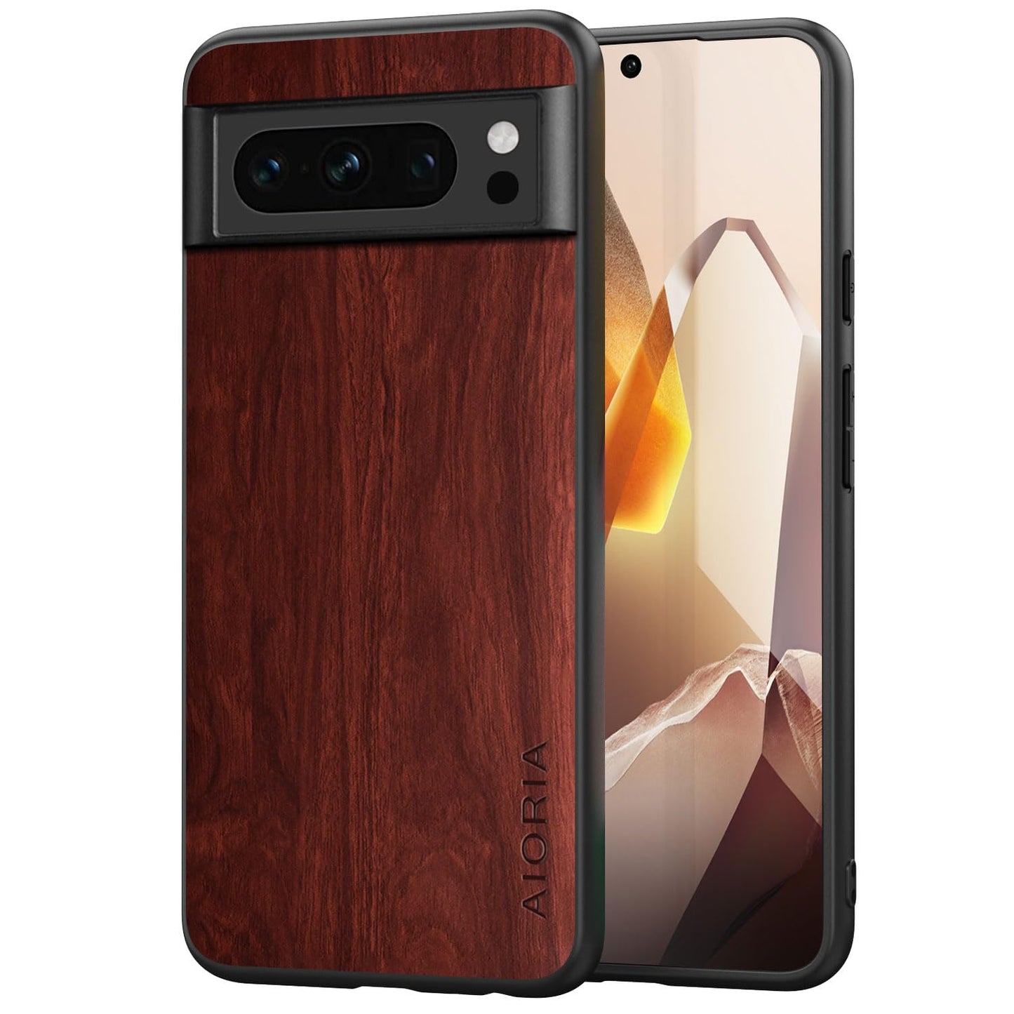 Case for Google Pixel 9 Pro XL 5G funda Bamboo Wood Pattern PU Leather Back Cover for Google 9 proxl case (Blue, Pixel 9 Pro XL)