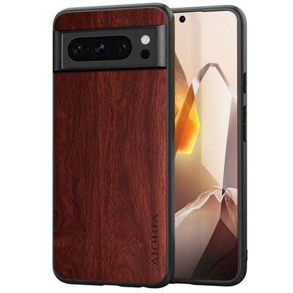 Case for Google Pixel 9 Pro XL 5G funda Bamboo Wood Pattern PU Leather Back Cover for Google 9 proxl case (Blue, Pixel 9 Pro XL)