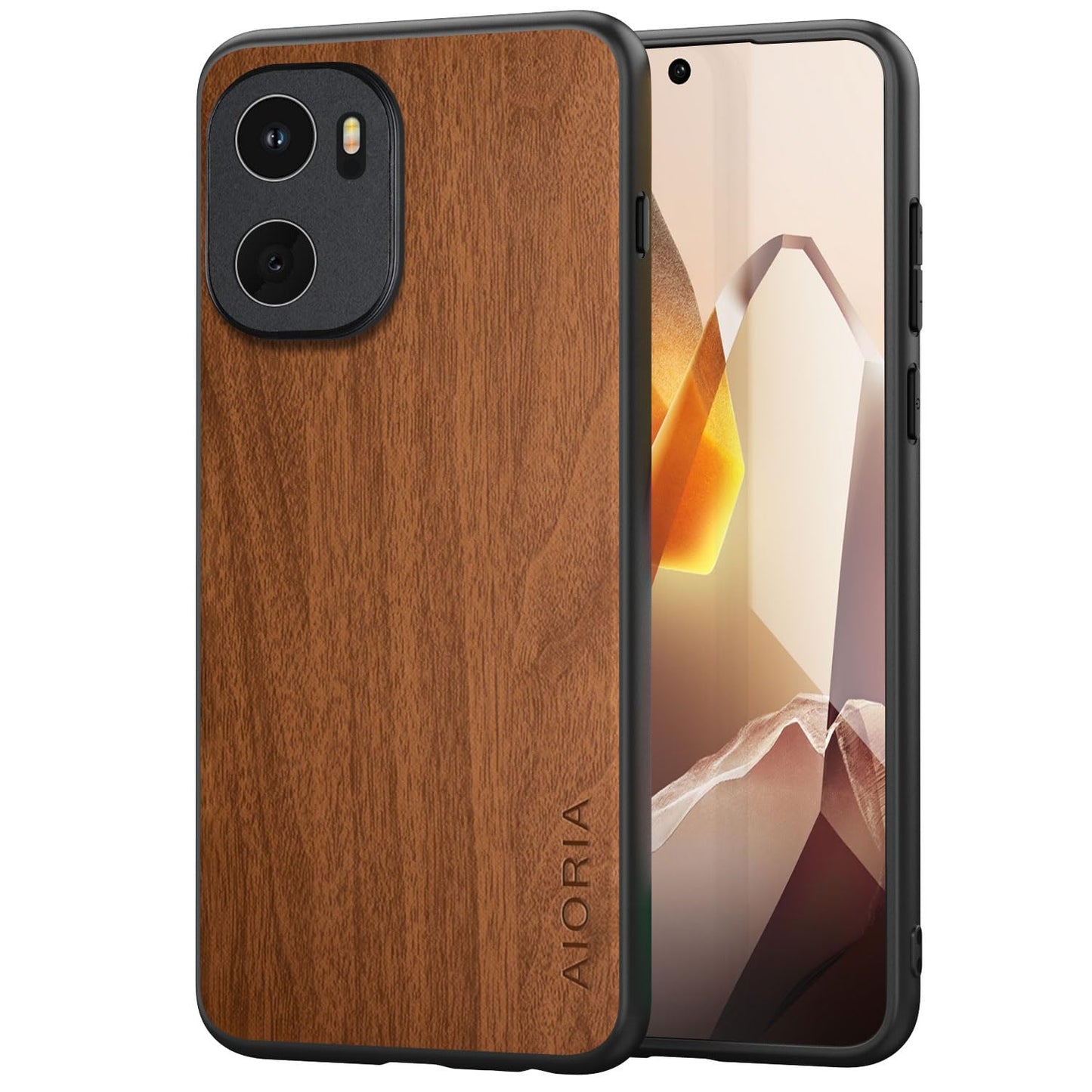Case for OnePlus 13 5G funda Bamboo Wood Pattern PU Leather Back Cover for oneplus 13 case (Brown, OnePlus 13)