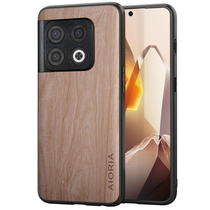 Case for OnePlus 13 5G funda Bamboo Wood Pattern PU Leather Back Cover for oneplus 13 case (Brown, OnePlus 13)