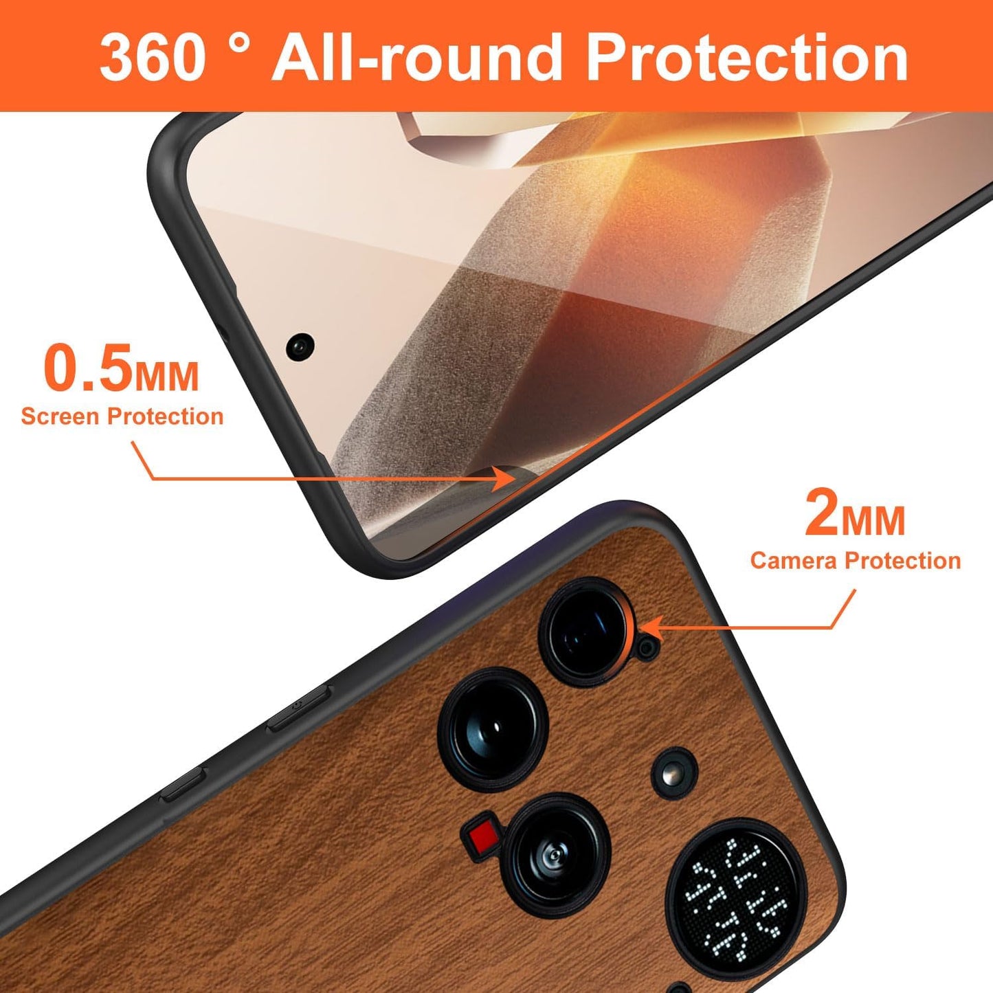 Case for Nothing Phone 3 5G funda Bamboo Wood Pattern PU Leather Back Cover for phone3 case (Yellow, Nothing Phone 3)