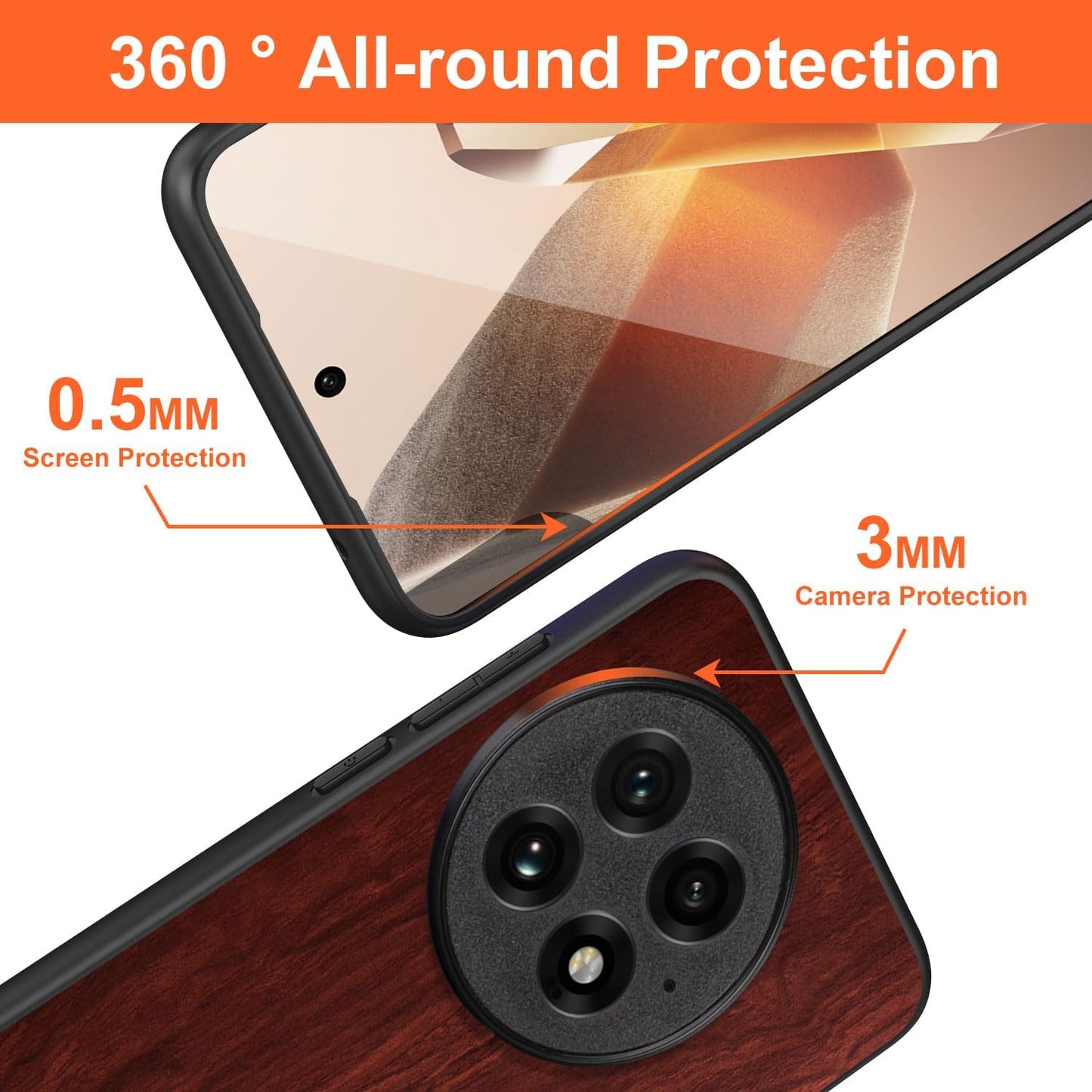 Case for OnePlus 13 5G funda Bamboo Wood Pattern PU Leather Back Cover for oneplus 13 case (Brown, OnePlus 13)
