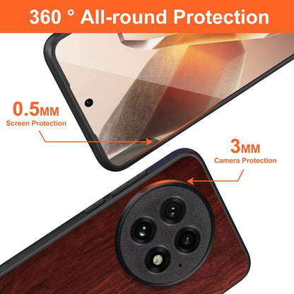 Case for OnePlus 13 5G funda Bamboo Wood Pattern PU Leather Back Cover for oneplus 13 case (Brown, OnePlus 13)