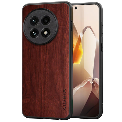 Case for OnePlus 13 5G funda Bamboo Wood Pattern PU Leather Back Cover for oneplus 13 case (Brown, OnePlus 13)
