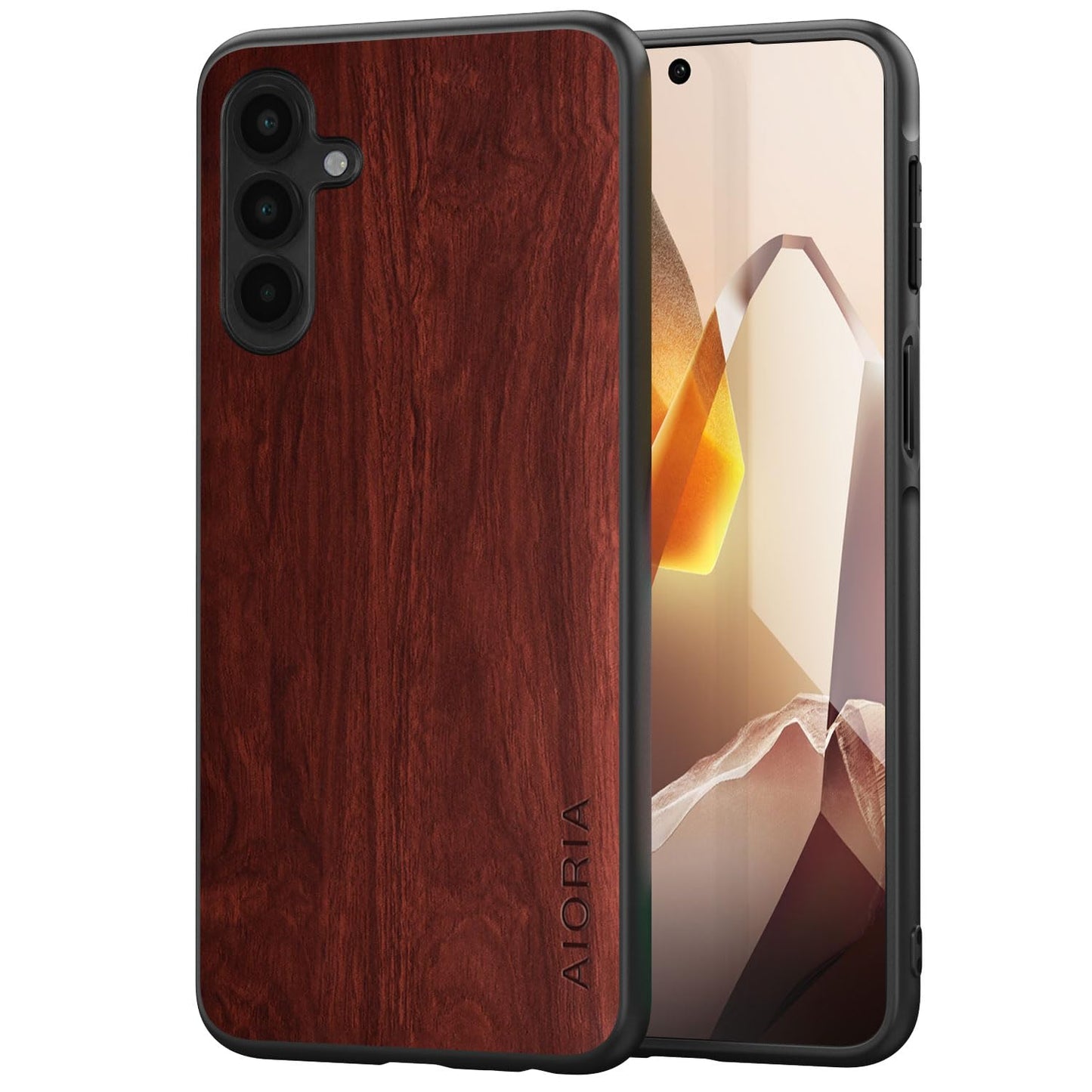 Case for Samsung Galaxy A17 5G funda Bamboo Wood Pattern PU Leather Back Cover for Samsung Galaxy a17 case (Yellow, Galaxy A17)