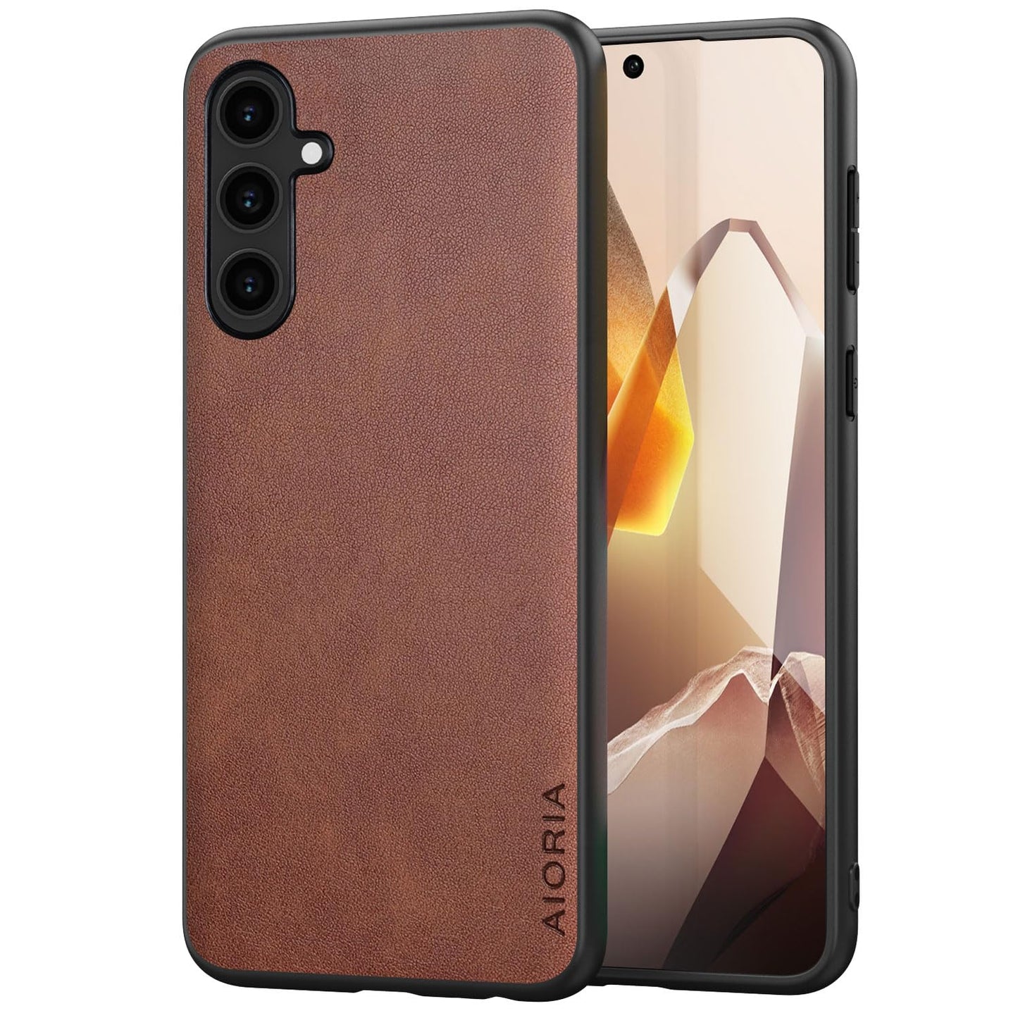 for Samsung Galaxy S25 Plus Case Simple Classic Design Durable Premium PU Leather Phone Case (Brown, for Samsung Galaxy S25 Plus)