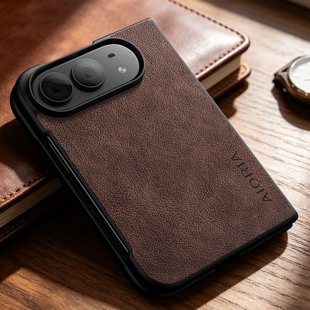 AIORIA for iPhone Duo Case Premium Leather Cover Retro Design Full Protective Case (Black, for iPhone Duo)