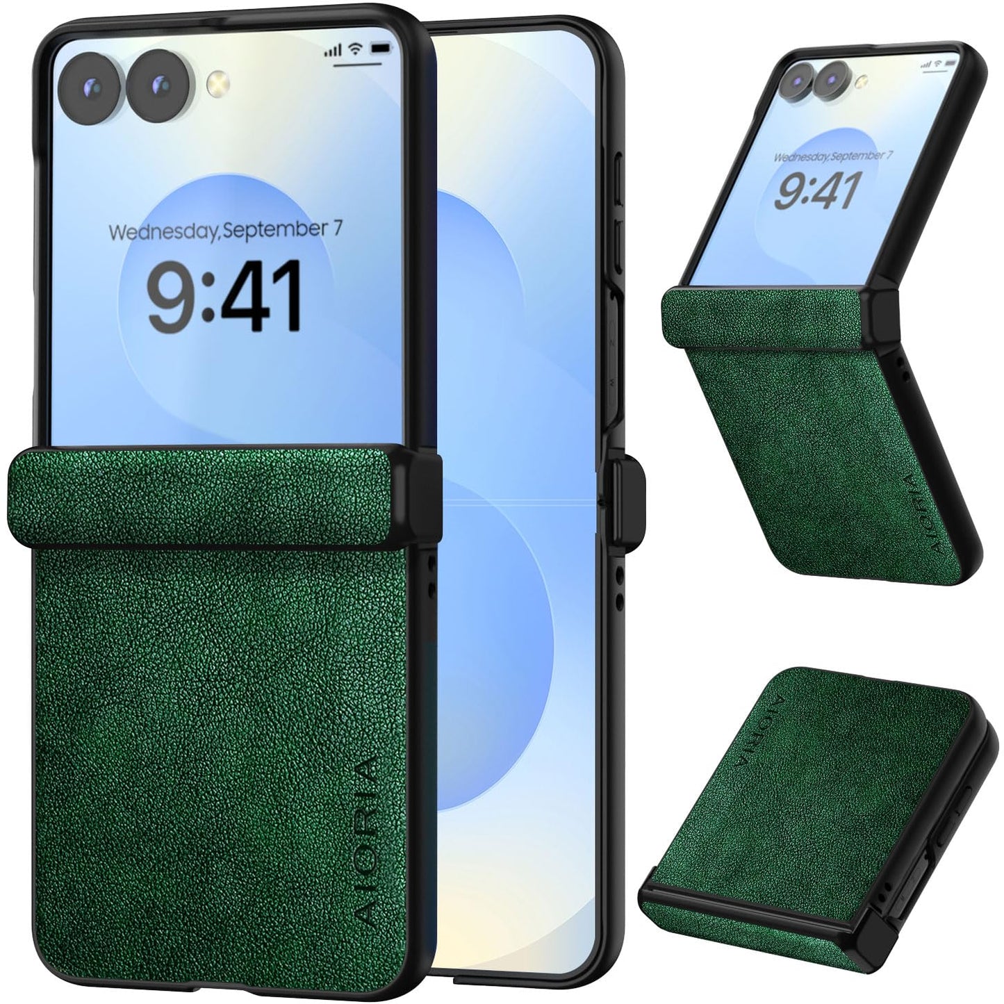 AIORIA for Samsung Galaxy Z Flip 8 Case Premium Leather Cover Retro Design Full Protective Case (Black, for Galaxy Z Flip8)