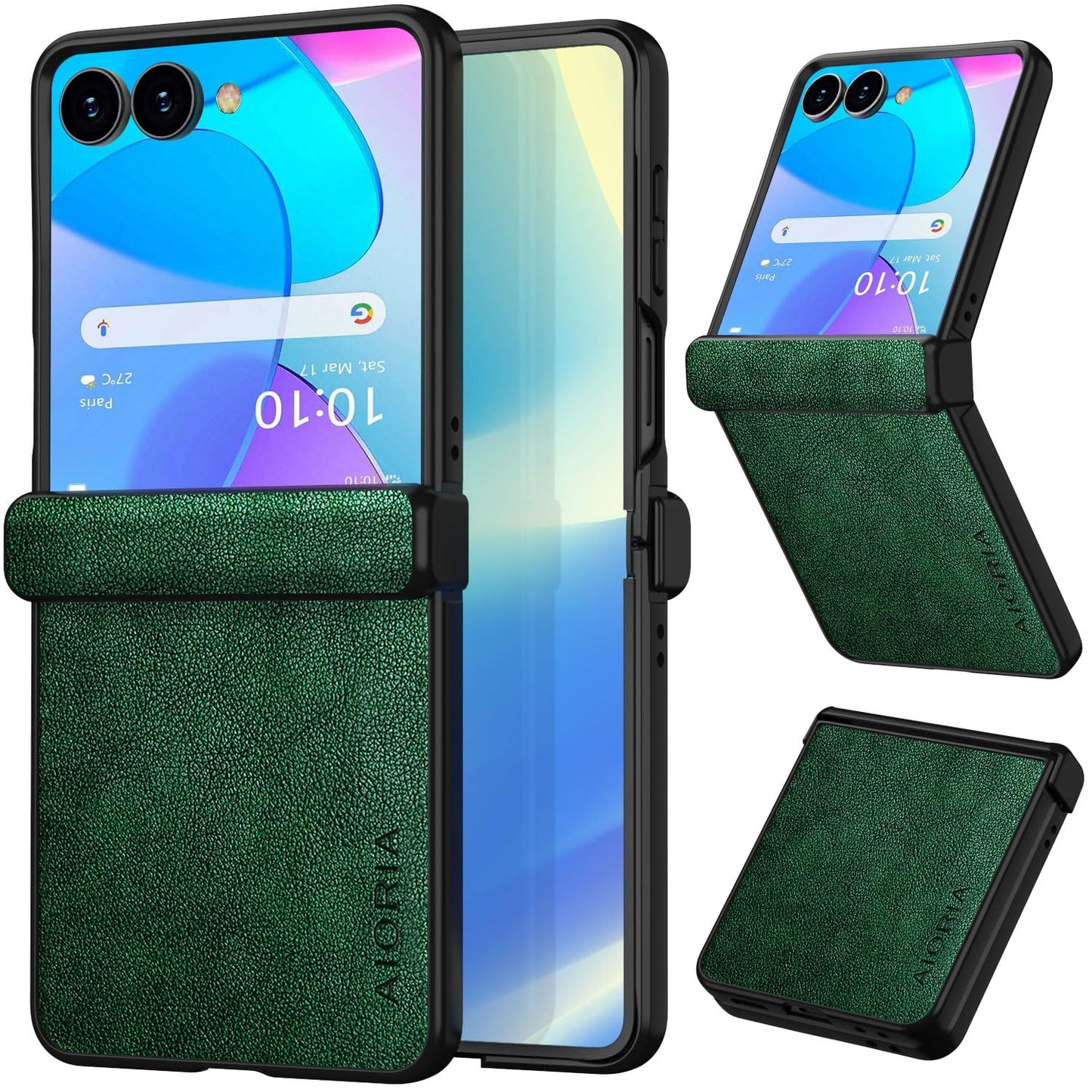 AIORIA for Samsung Galaxy Z Flip 8 Case Premium Leather Cover Retro Design Full Protective Case (Black, for Galaxy Z Flip8)