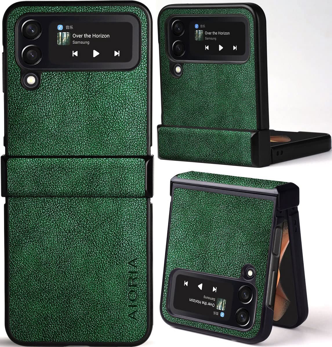 for Samsung Galaxy Z Flip 4 Case, Premium Leather Phone Cover Retro Design Full Protective Case for Samsung Galaxy Z Flip 4 Flip4 5G (Coffee)
