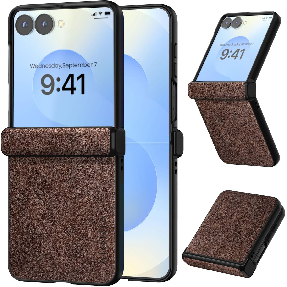 AIORIA for Samsung Galaxy Z Flip 8 Case Premium Leather Cover Retro Design Full Protective Case (Black, for Galaxy Z Flip8)