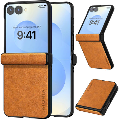 AIORIA for Samsung Galaxy Z Flip 8 Case Premium Leather Cover Retro Design Full Protective Case (Black, for Galaxy Z Flip8)