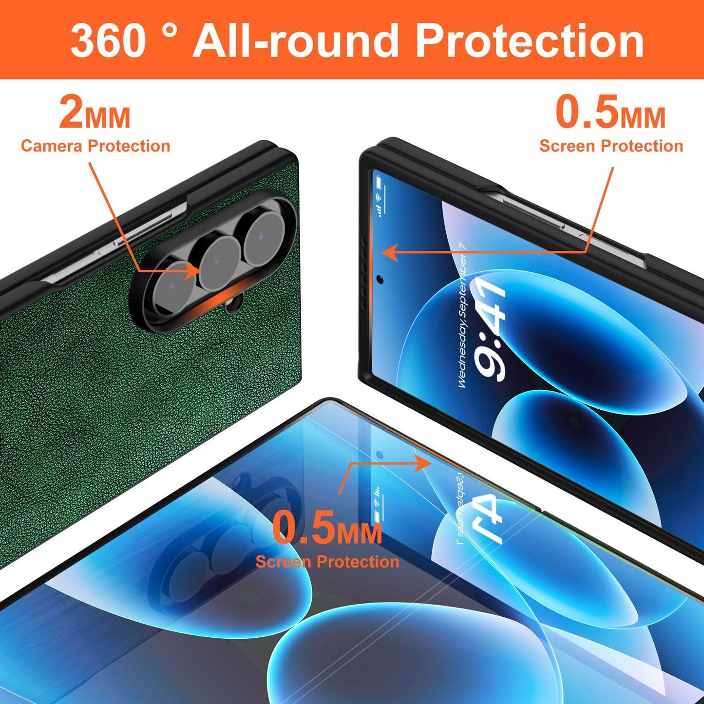 AIORIA for Samsung Galaxy Z Fold 8 Ultra Case Premium Leather Cover Retro Design Full Protective Case