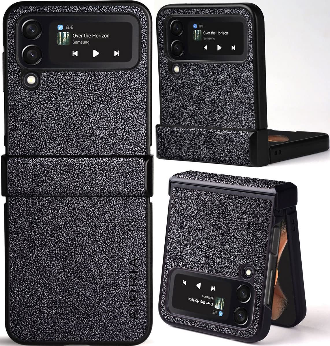 for Samsung Galaxy Z Flip 4 Case, Premium Leather Phone Cover Retro Design Full Protective Case for Samsung Galaxy Z Flip 4 Flip4 5G (Coffee)
