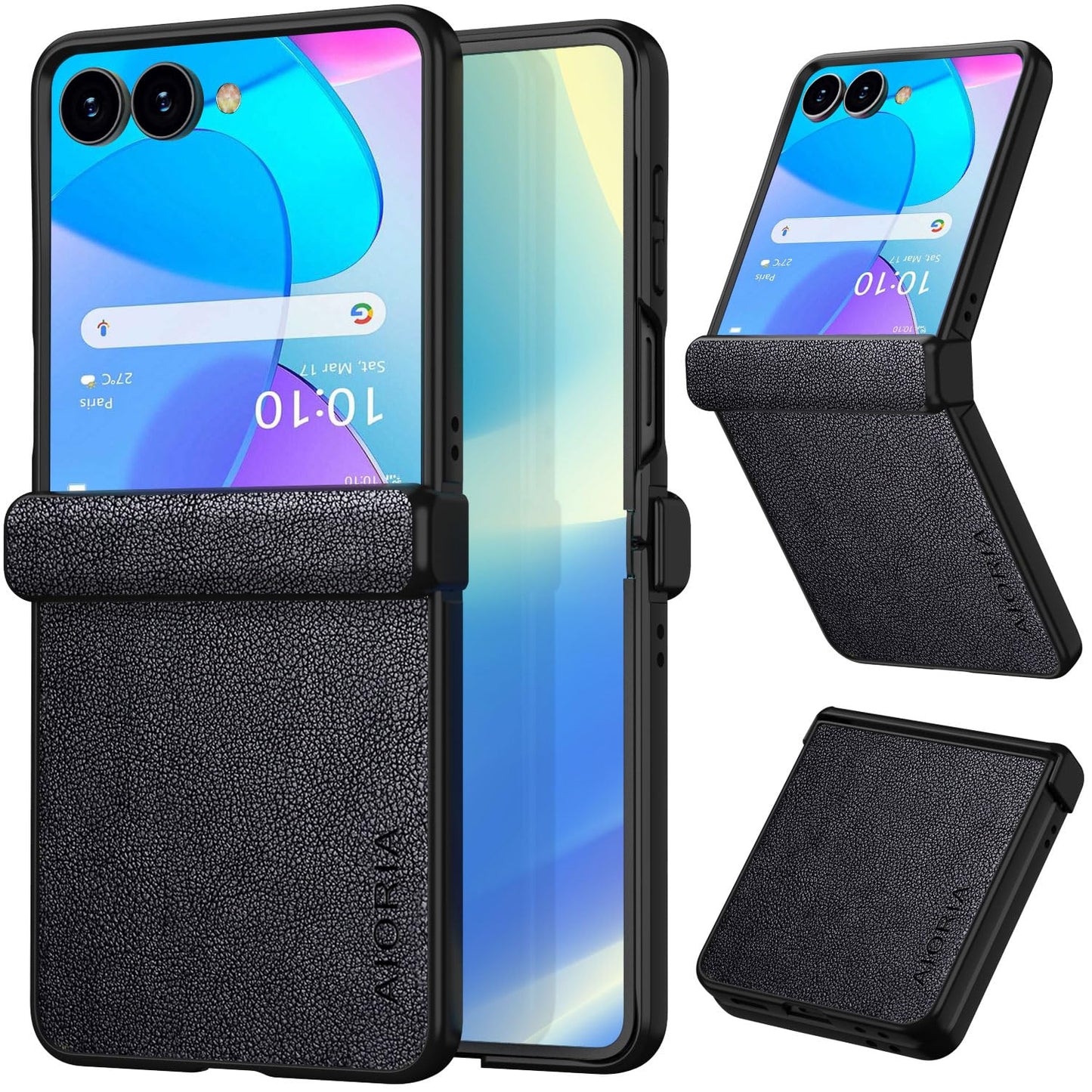 AIORIA for Samsung Galaxy Z Flip 8 Case Premium Leather Cover Retro Design Full Protective Case (Black, for Galaxy Z Flip8)