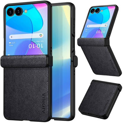 AIORIA for Samsung Galaxy Z Flip 8 Case Premium Leather Cover Retro Design Full Protective Case (Black, for Galaxy Z Flip8)