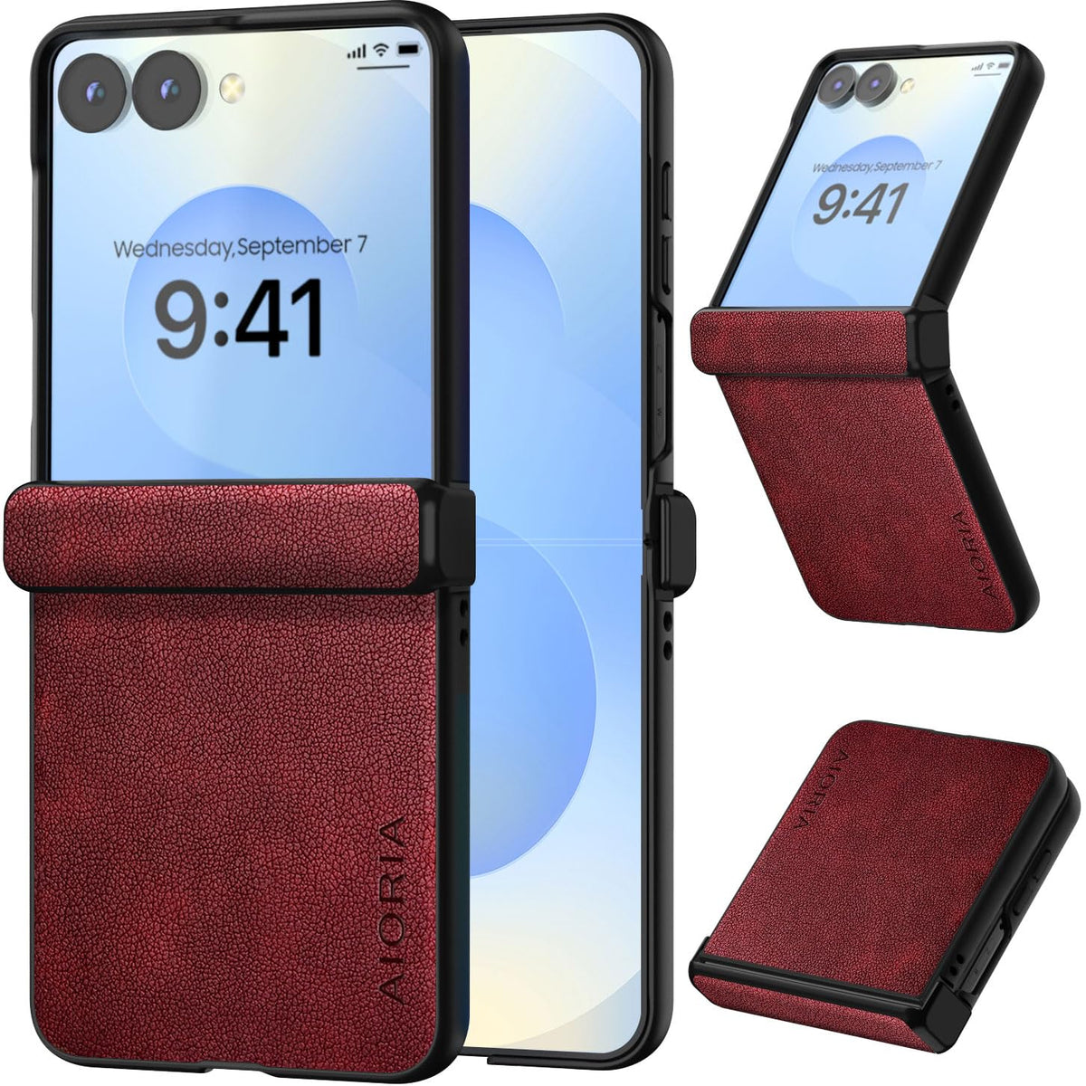AIORIA for Samsung Galaxy Z Flip 8 Case Premium Leather Cover Retro Design Full Protective Case (Black, for Galaxy Z Flip8)