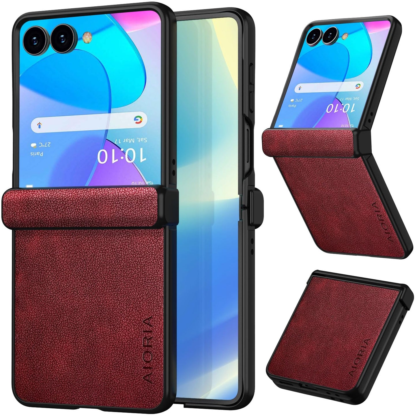 AIORIA for Samsung Galaxy Z Flip 8 Case Premium Leather Cover Retro Design Full Protective Case (Black, for Galaxy Z Flip8)
