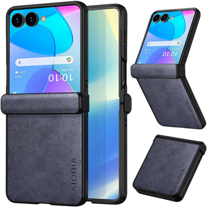 AIORIA for Samsung Galaxy Z Flip 8 Case Premium Leather Cover Retro Design Full Protective Case (Black, for Galaxy Z Flip8)