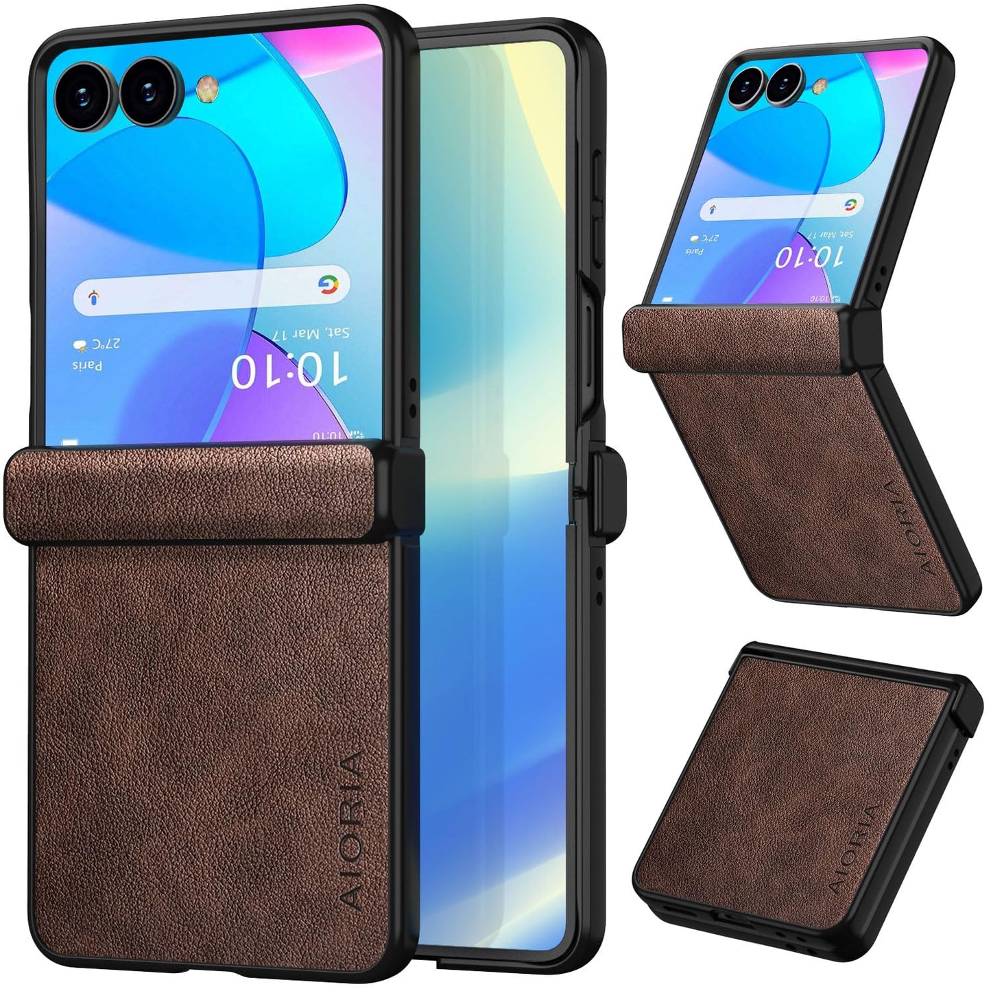 AIORIA for Samsung Galaxy Z Flip 8 Case Premium Leather Cover Retro Design Full Protective Case (Black, for Galaxy Z Flip8)