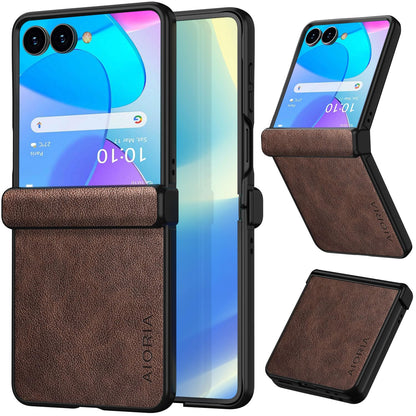 AIORIA for Samsung Galaxy Z Flip 8 Case Premium Leather Cover Retro Design Full Protective Case (Black, for Galaxy Z Flip8)