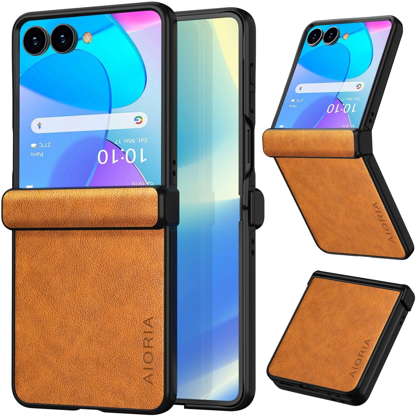 AIORIA for Samsung Galaxy Z Flip 8 Case Premium Leather Cover Retro Design Full Protective Case (Black, for Galaxy Z Flip8)