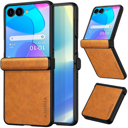 AIORIA for Samsung Galaxy Z Flip 8 Case Premium Leather Cover Retro Design Full Protective Case (Black, for Galaxy Z Flip8)
