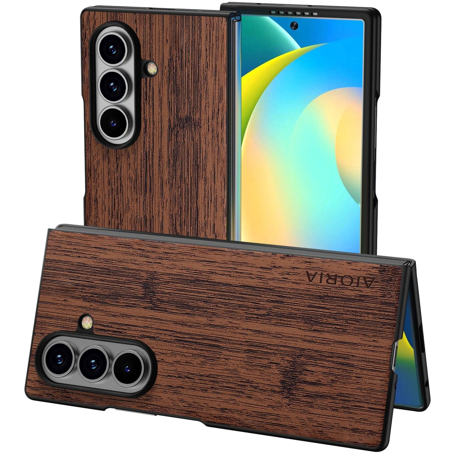 Case for Samsung Galaxy Z Fold 5 6 7 Imitation Bamboo Pattern PU Leather Phone Case Protective Cover